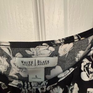 White House Black Market Monochrome Floral Blouse